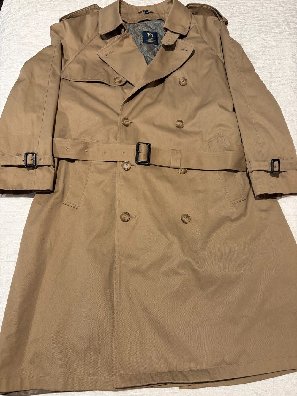Hart Schaffner Marx Barrington Mens Trench Coat 44R Tan Regular Fit Raincoat